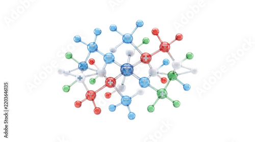 Medical molecular network structure with caduceus and plus symbols