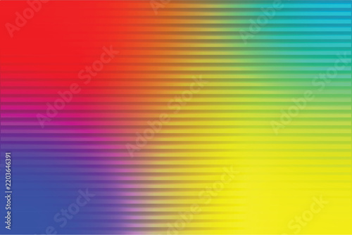 Abstract rainbow horizontal glass panel gradient background photo, modern fluted glass texture transitioning across full color spectrum, and digital technology graphic design template.