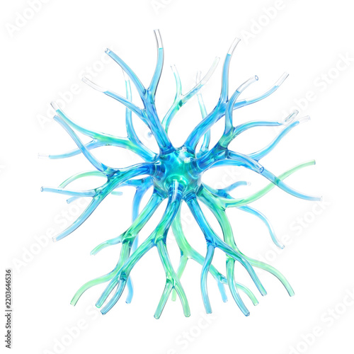 Abstract glass neuron cell structure scientific biology illustration