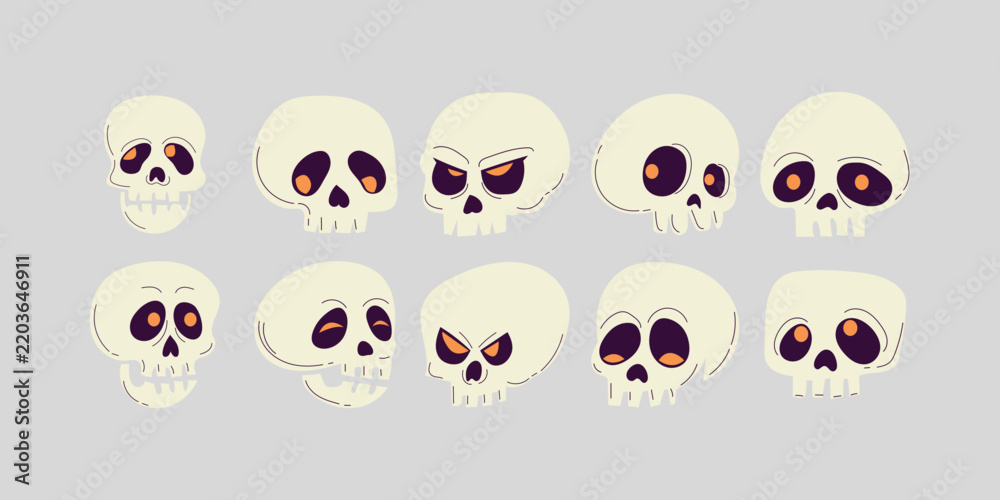 Obraz premium Cute Cartoon Skull Illustration