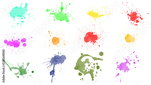 Paint splash brushes colorful set 