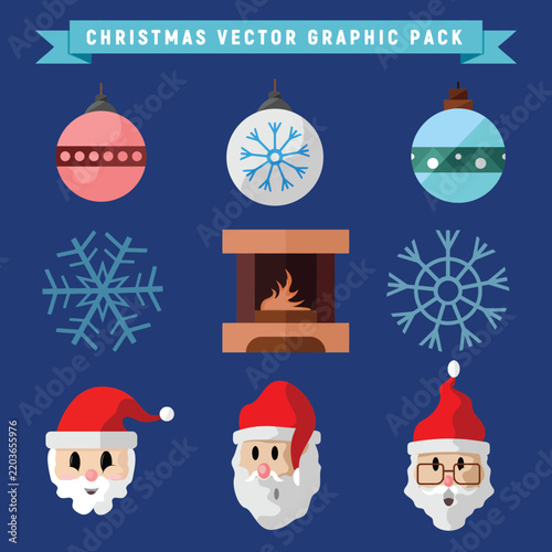 set of christmas elements