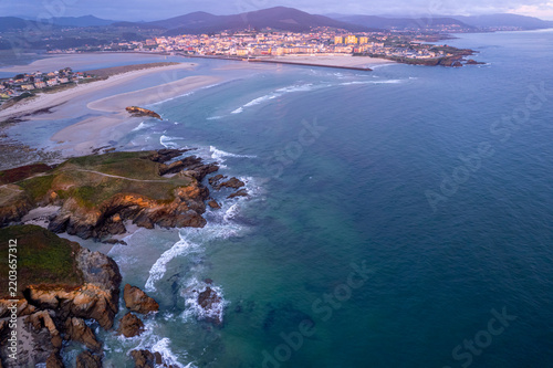 Fotografie Galicia coastline panorama of Ria de Foz with cliffs and ocean The Concept of sc