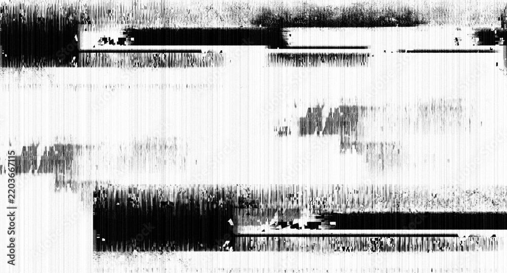 Obraz premium Abstract black and white digital TV glitch noise texture background with static screen lines