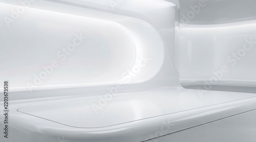 modern minimalist interior with smooth white surfaces