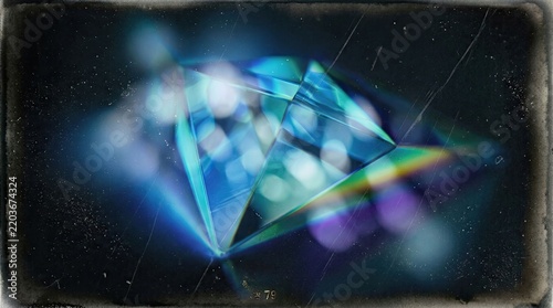 Colorful crystal diamond with bokeh background