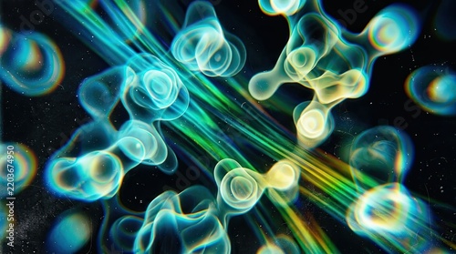 abstract colorful light patterns with bubbles and swirls