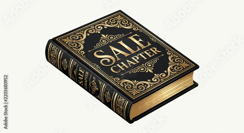 Antique book with 'Sale Chapter' title, ornate cover, gold pages
