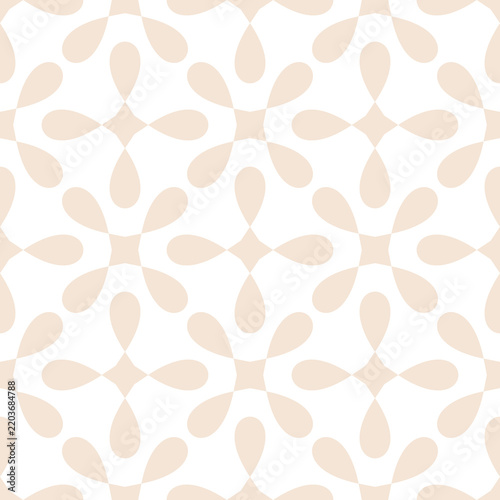 Minimalist seamless geometric pattern in pastel peach and white, abstract elegant floral tile background
