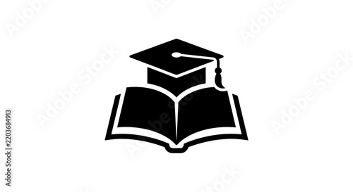 Education icon with graduation cap and open book