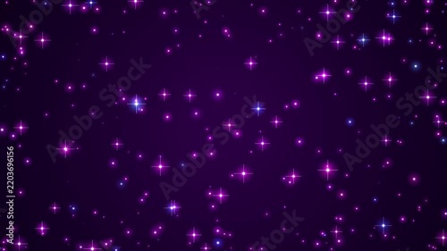 Purple Galaxy Background with Shimmering Glowing Stars and Floating Particles for Cinematic Projects