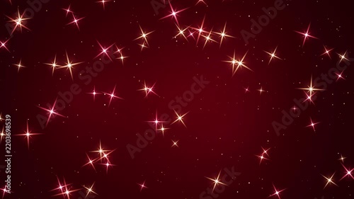 Red Background with Glowing Sparkling Stars Animation for Christmas Holiday Celebration Video Motion