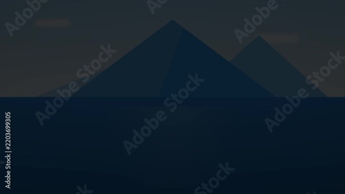 Majestic mountain and vast ocean nature illustration