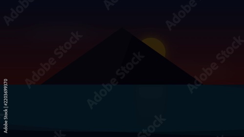Beautiful mountain and vast sea view nature illustration