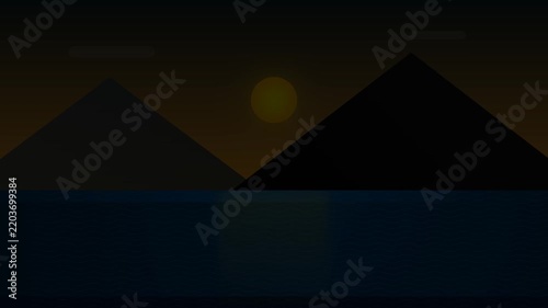 Beautiful mountain with vast blue sea landscape nature illustration