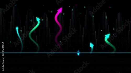 Neon Rising Arrows with Digital Equalizer Motion Loop