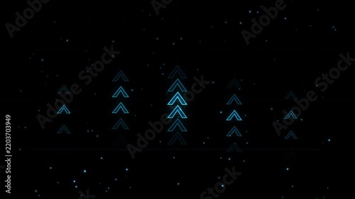 Glowing Cyan Chevron Columns with Floating Particles