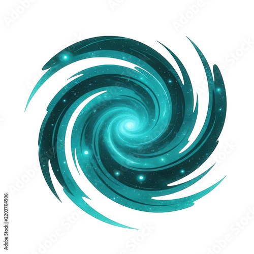 Teal Cosmic Spiral Transparent Background