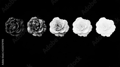 Rose fading illustration gradient black white concept disappearing flower sketch watercolor memory time sequence