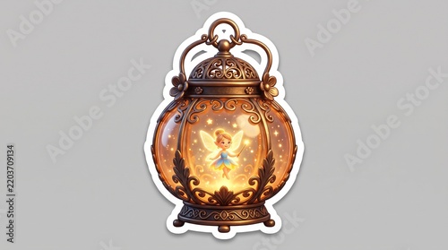 Fantasy Ornate Magic Lantern with Warm Glowing Light 3D Illustration