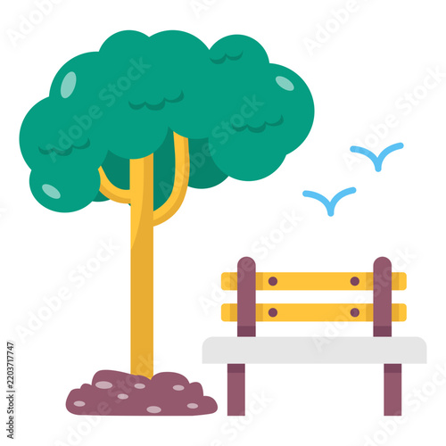 Editable design icon of park bench 