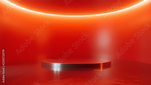 Floating silver ring platform in red space