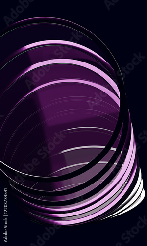 Violet 3D spiral of glassy loops in deep shadow