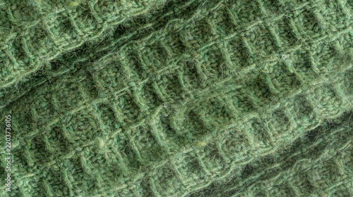 Green waffle cotton fabric texture
