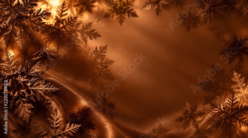 Warm Abstract Nature Close Up of Amber Frosty Leaves. suitable for christmas
