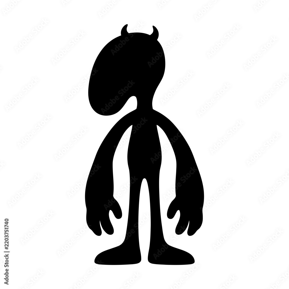 Fototapeta premium Halloween cute devil monster silhouette vector icon for design isolated on a white background. Halloween