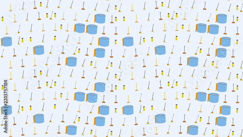 Seamless Pattern of Cleaning Tools