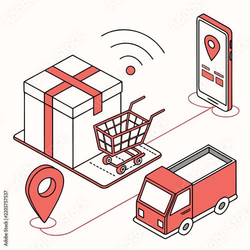 Shipping box and delivery truck coordinate logistics through a wireless mobile network.