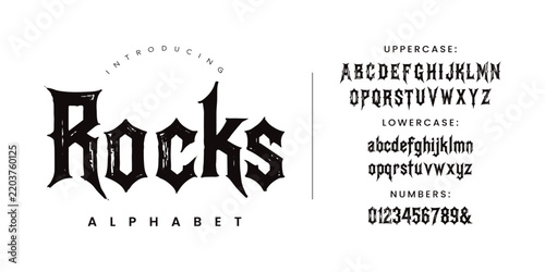 Rocks Rocks Heavy Metal Rock Band Font Style For Dark Poster Vector