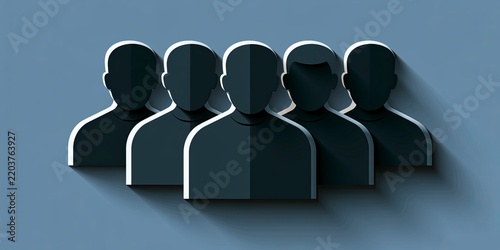 Diverse group of silhouettes in a lineup representing teamwork.