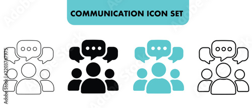 Communication Icon Vector, Discussion Icon, Communication Outline Icon, Communication Black Icon