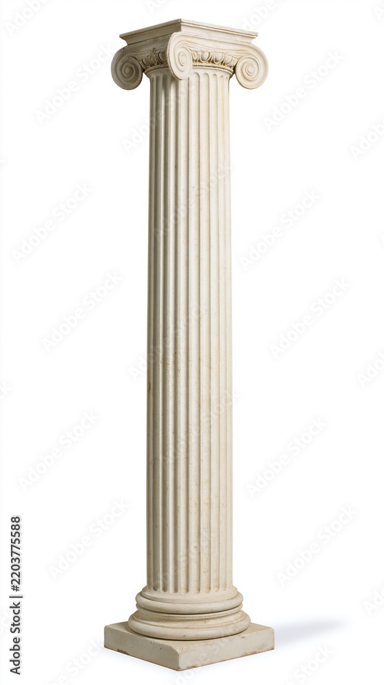 Fototapeta premium Classical Ionic column standing isolated on white background