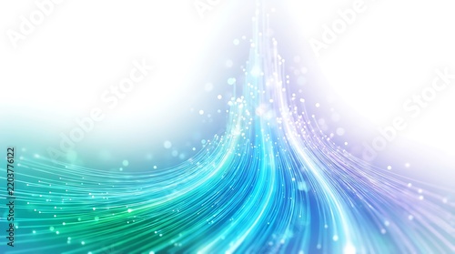 Abstract Swirl of Blue and Green Light Streaks with Bokeh Effect