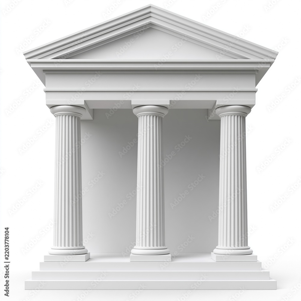 Fototapeta premium Classical white temple building with three columns on