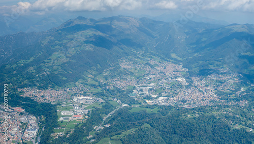Leffe and Casnigo urban agglomerations in Seriana valley, Bergamo, Italy