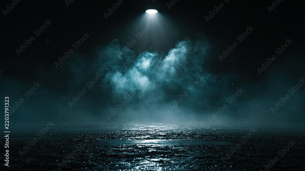 Fototapeta premium Mysterious moonlit night scene with clouds and water