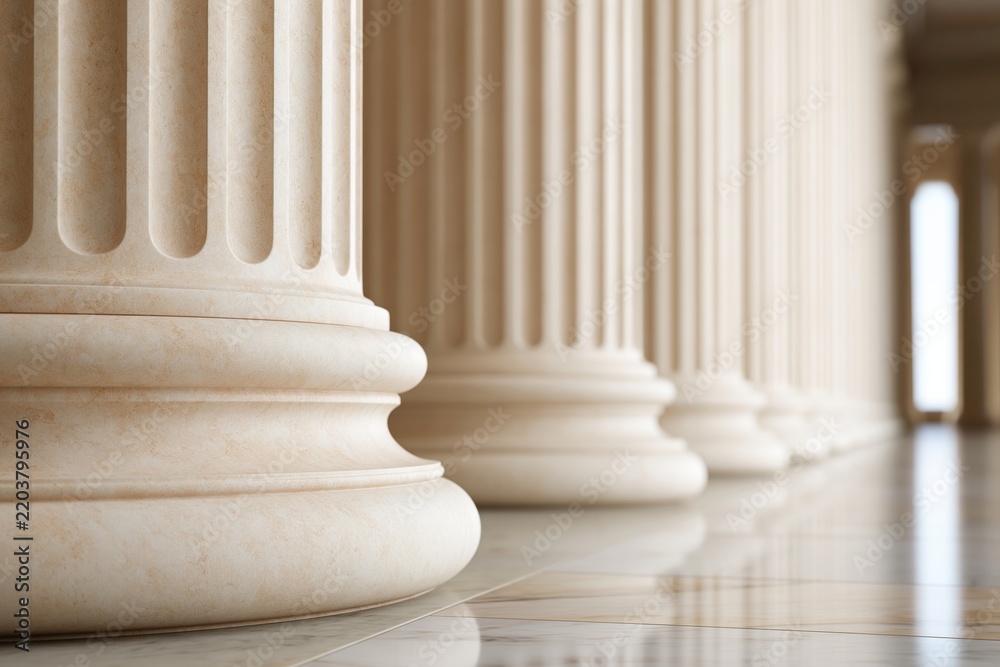 Fototapeta premium Row of classical marble columns in grand building