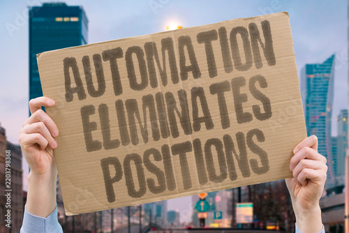 Obraz na plátně "Automation eliminates positions" Jobs disappear through technological replacement