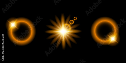 A captivating display of radiant light effects featuring glowing rings a brilliant starburst and dynamic illumination creating a visually stunning composition