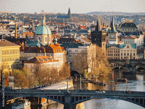Konstfotografi Prague Cityscape At Golden Hour
