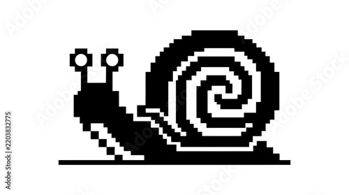 Minimalist Pixel Art Snail Icon Vector Illustration Isolated on White for Gaming and Web Design