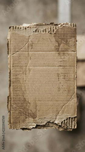 A worn and torn piece of cardboard.