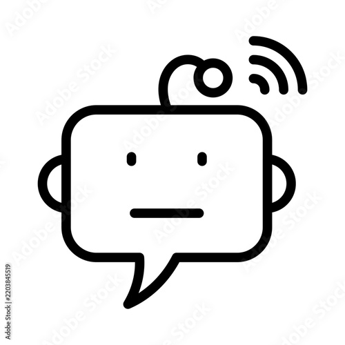 AI Chatbot Conversation Line Icon with Message Bubble