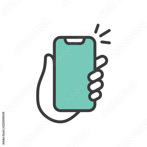 Hand Holding Smartphone Notification Vector Icon