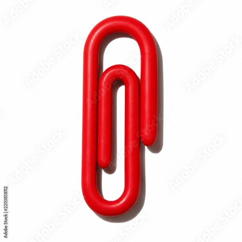 An oversized chunky plastic paper clip in bright red