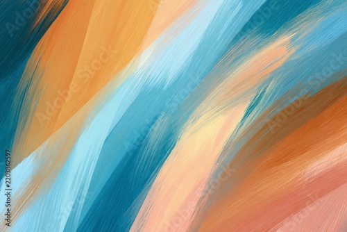 Abstract Artistic Background with Vibrant Blue and Orange Diagonal Brushstrokes
